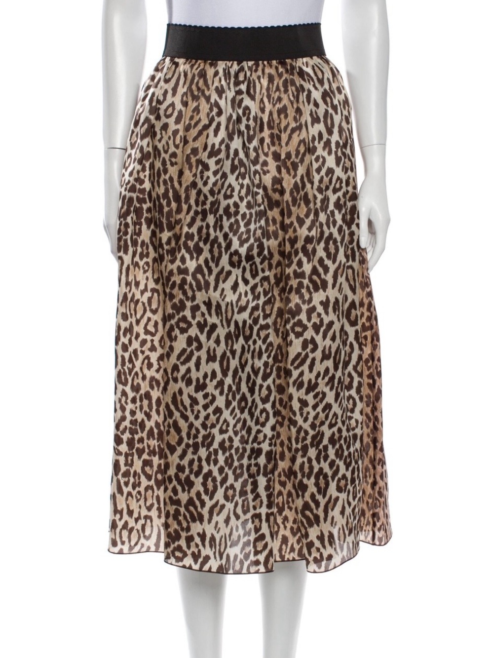 🤎 Dolce & Gabbana Leopard-Print Midi Skirt in Brown and Cream IT 42